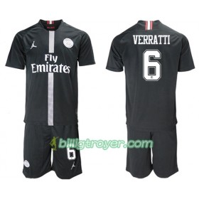 Billige Fotballdrakter Paris Saint Germain Verratti 6 Jodan Svart Barn Tredjedraktsett 2018/19 Kortermet
